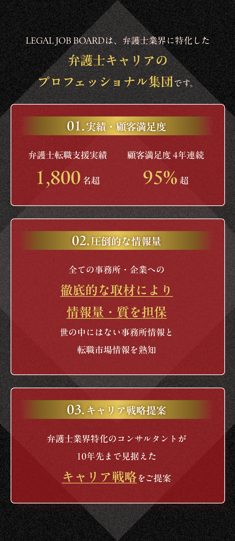 LEGAL JOB BOARDは、弁護士業界に特化した弁護士キャリアのプロフェッショナル集団です